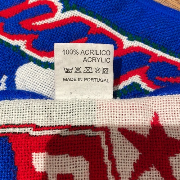 (2/$40) Forza Azzurri Italia Fringe Trim Knit Scarf  Made in Portugal - Picture 6 of 6